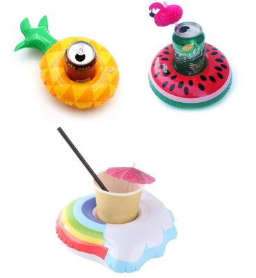 Üçlü Karpuz Ananas Gökkuşağı Şişme Havuz Deniz Bardak Tutucu Float Bar Seti