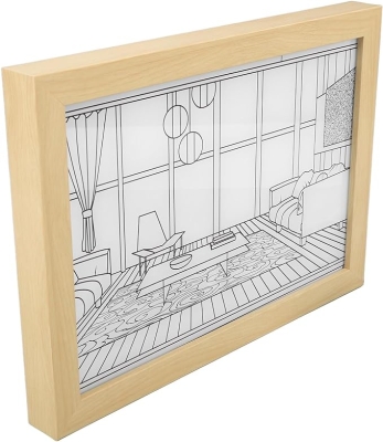 Oturma Odası Desenli USBli Led Işık Boyama Dekoratif Ahşap Çerçeve