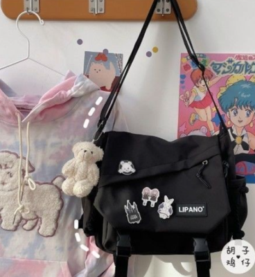 Yüksek Kapasiteli Kore Tarzı Messenger Çanta Siyah